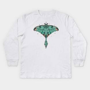 Starry Luna Moth - Actias Luna Kids Long Sleeve T-Shirt